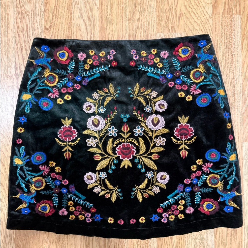 Embroidered Floral Skirt